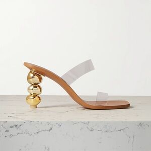 Cult Gaia Meta Gold-Heeled Sandals - Size 38